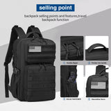 Wotony Military Tactical Backpack for Men Waterproof Daypack 3 Day Assault Pack Molle Bag with Water Bottle Holder (Black, 25L)