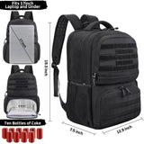 MOZETO Laptop Lunch Backpack for Men, Tactical Inspired Utility Anti-Theft Work Bag with Cooler Compartment Lunchbox (Black, 17 Inch)