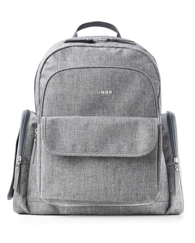 Skip Hop Diaper Bag Backpack with Portable Changing Pad, 9 Total Pockets, Easy-Access Wipes Pocket, Zippered Side Pocket, Luggage Sleeve & Stroller Straps, Fits a 15” Laptop, Luna, Heather Grey