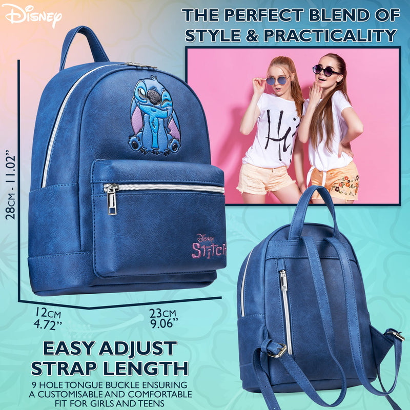 Disney Stitch Backpack for Girls Teens Women with Double Straps Daypack Backpacks for School Travel Trip Park Gifts for Girls (Blue Stitch)