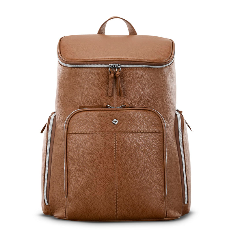 Samsonite Mobile Solution 2 Leather Deluxe Backpack - Cognac