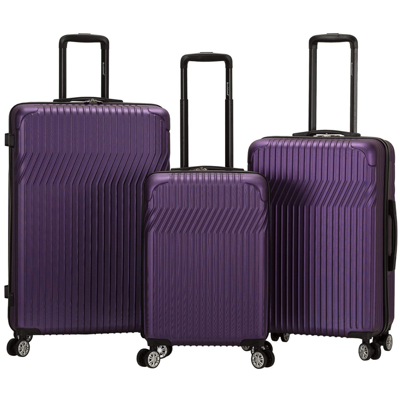 Rockland Pista Hardside Spinner Wheel Luggage Set, Purple, 3-Piece Set (20/24/28)