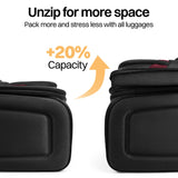 New York XPress 2-Piece Set Front Opening,Softside Luggage Sets w/Double Spinner Wheels Expandable Luggage,Lightweight Travel Luggage Rolling Suitcase w/LOCK（Black-Burgundy,20in/28in）