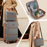 Suitour Expandable 4-Piece Luggage Set (14" 19" 23" 27") ABS Hardside Suitcase Sets with Spinner Wheels Checked Luggage Travel Suitcase