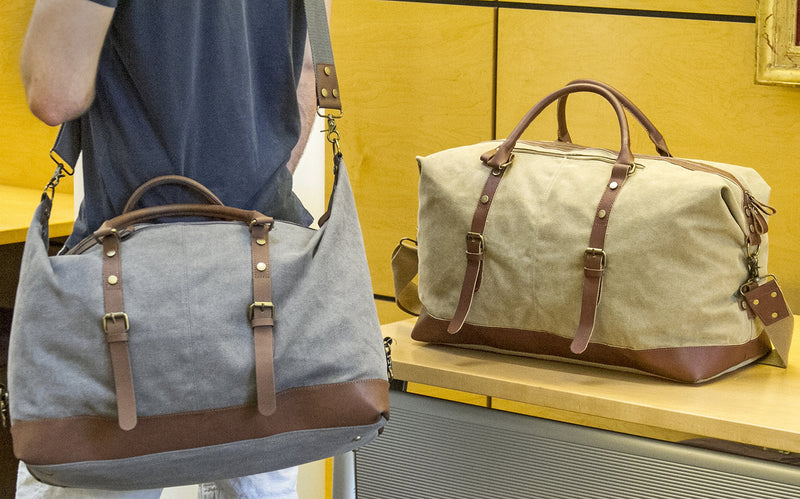 Sweetbriar Vintage Canvas Duffle Bag - Classic Weekender Travel Duffel
