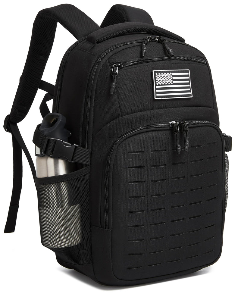 Wotony Military tactical backpack Laser-Cut MOLLE Webbing, backpack for men black small tactical assault bag (Black, 18.5 inch)