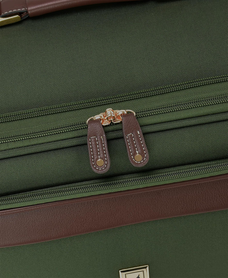 London Fog Nottingham 20 Inch Expandable Spinner Carry on Softside Suitcase, Olive Chestnut