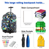 J World Sunrise Kids Rolling Backpack for Girls Boys. Roller Bookbag With Wheels For School, Cubes