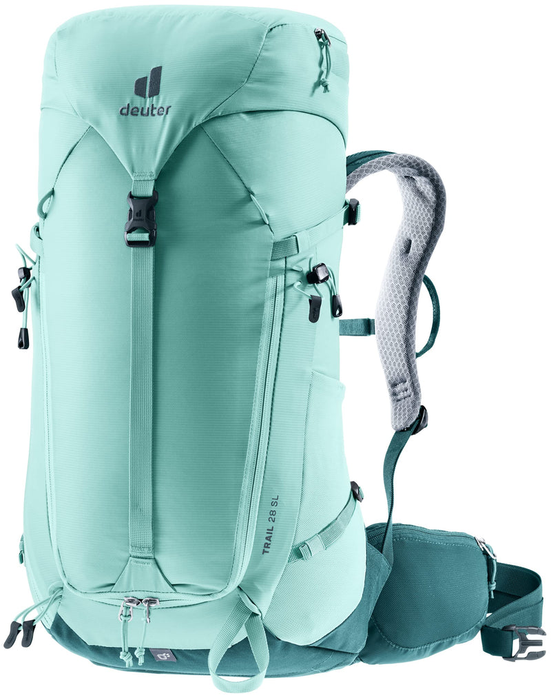 Deuter Trail 28L SL Backpack for Biking, Hiking & Trekking with Narrow Fit, U-Frame & Superior Breathability - Glacier-Deepsea