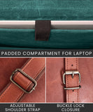 RUSTIC TOWN Leather Messenger Bag for Men Women - Full Grain Leather Laptop Satchel Office Shoulder Bag (14 Inch, Brown)