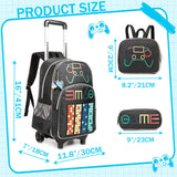 Meetbelify Backpack with Wheels for Boys Rolling Backpack Kids School Bag with Lunch Box Set for Elementary Student Travel Suitcase Laptop Luggage for Boys Age 6-8