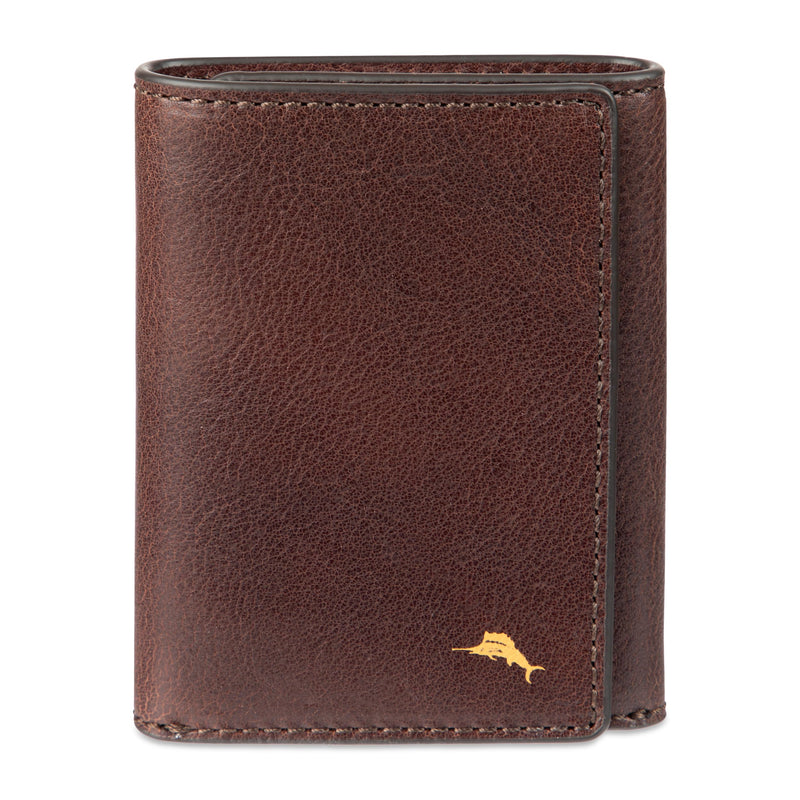 Tommy Bahama Mens Leather Trifold Wallet Brown