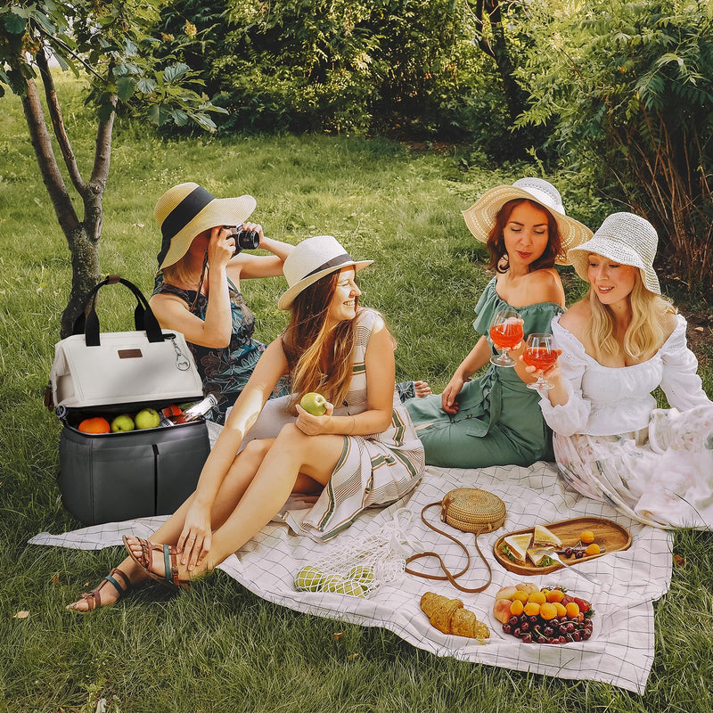 Maelstrom Cooler Backpack, 36 Cans Insulated Backpack Cooler, Soft Leakproof Double Deck Cooler Bag, Lightweight Lunch Backpack for Men & Women,Perfect for Beach Travel, Camping & Work (2.Beige-Gray)