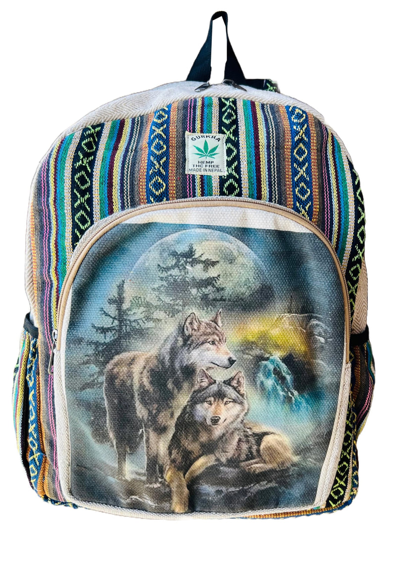 Himalayan Craft Hemp Cotton Backpack Handmade Unique Design 13 IN Large Hippie, Festival, Hiking,Tablet & Laptop Himalayan Backpack Bag - Handmade In Mt. Everest Country Nepal