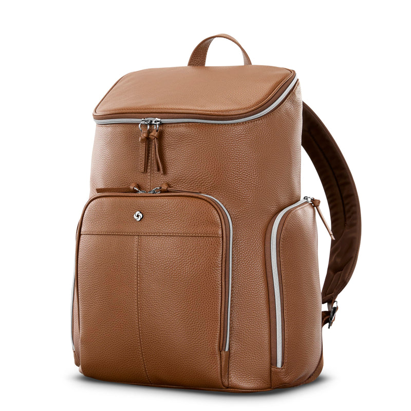 Samsonite Mobile Solution 2 Leather Deluxe Backpack - Cognac