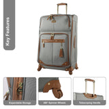Steve Madden Designer Luggage Collection - 3 Piece Softside Expandable Lightweight Spinner Suitcase Set - Travel Set includes 20 Inch Carry on, 24 Inch & 28-Inch Checked Suitcases (Harlo Gray)