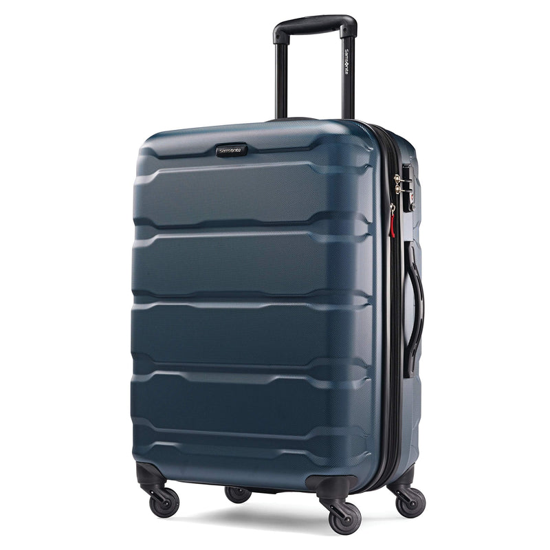 Samsonite Omni PC Hardside Expandable Luggage with Spinner Wheels, Teal, Checked-Medium 24-Inch