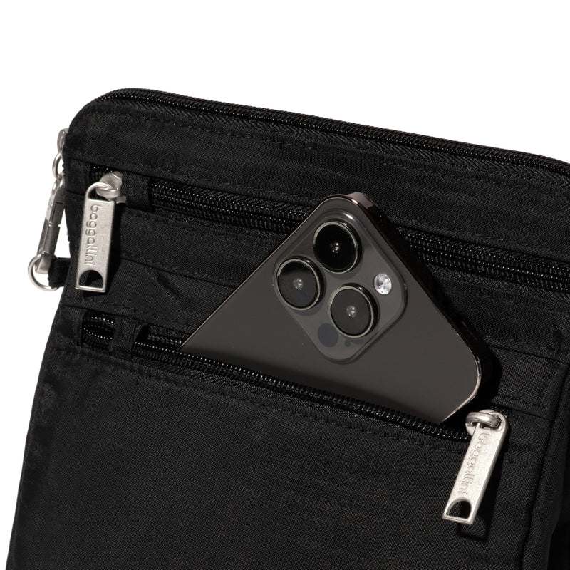 Baggallini Securtex Anti-Theft Crossbody 8.25" Small / 10" Large Travel Purse with RFID Card Slots & Cut-Resistant Strap
