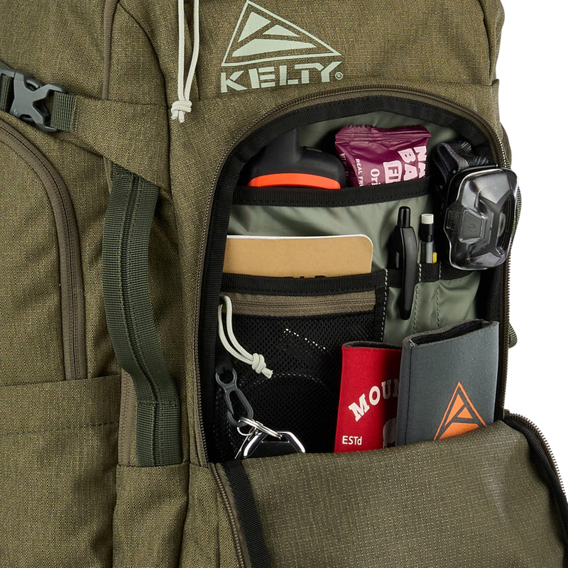 Kelty Redwing Traveler Backpack, Travel Pack with Wide U Zip Opening, Signature Wing Pockets, 30-50L Capacity (30L Olive)