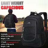 ProEtrade Backpack Bookbag for College Sturdy Travel Business Hiking Fit Laptop Up to 15.6 Inch Multi Compartment Gifts for Men Women Night Light Reflective (Black)