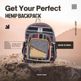 Marubhumi Hemp Backpack Lightweight Traveling Backpacks Cotton Stripe Daypack Handmade Himalayan Bohemain Backpack (Medium 13"X10"X4")