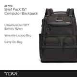 TUMI - Alpha Compact Laptop Bag Brief Pack - Travel Laptop Backpack for Business Tracer - Ballistic Nylon - Black