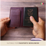 Maruse Italian Leather Passport Cover for Men and Women, Handmade in Italy, Brown