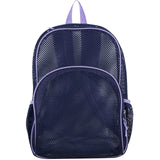 Eastsport Mesh Beach Backpack, College Bookbag, Lightweight See Through for Travel, Swim, Gym, 17.5 Inches, Lavender Mesh Navy Trim