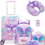 Inprof Kid’s Luggage Set 5 Piece Suitcase Set 16’’ Hardside Luggage with Spinner Wheels Girls Carry on Toddler Travel Rolling Suitcase Carry on Luggage Airline Approved