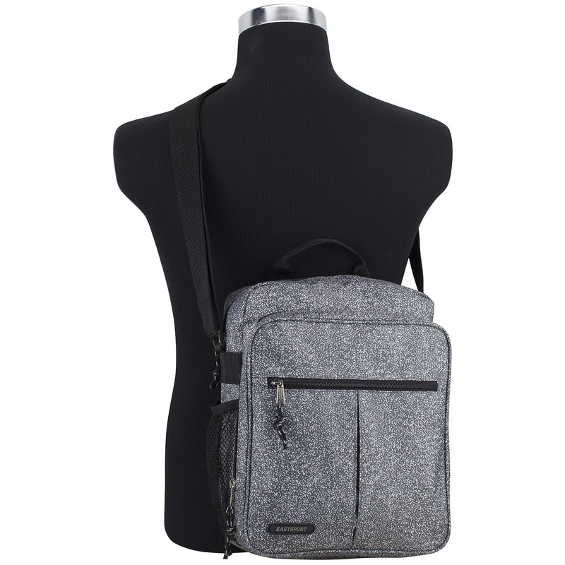 Eastsport Crossbody Work Bag Travel Messenger Purse Shoulder Handbag For Women, Gray Static Dot/Black