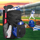 Smasrob Baseball Bag for Adult and Youth, Baseball Backpack Softball Bag with Helmet Holder, Shoe Compartment and Fence Hook, Black