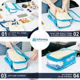 Small Clear Travel Packing Cube/See Through PVC Plastic Pouch for Carry On Suitcase, Backpack or Diaper Bag/Transparent Multipurpose Accessories, Makeup & Underwear Organizer w/Handle (Turquoise)