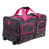 Rockland Rolling Duffel Bag, PINK LEOPARD, 22"
