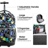 J World Sunrise Kids Rolling Backpack for Girls Boys. Roller Bookbag With Wheels For School, Cubes