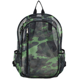 Eastsport Gym Mesh Backpack See Through Semi Transparent with Adjustable Straps for Work, Travel, Security, Swimming and Beach - Camo/Black