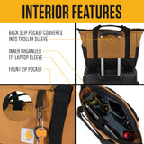 Carhartt Horizontal Zip Classic Laptop Tote Bag, Durable Water Repellent Material W/ 17" Tablet Sleeve, Carhartt Brown