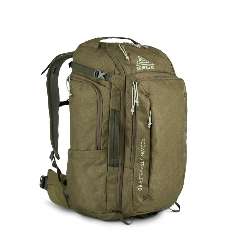 Kelty Redwing Traveler Backpack, Travel Pack with Wide U Zip Opening, Signature Wing Pockets, 30-50L Capacity (50L Olive)