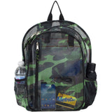 Eastsport Gym Mesh Backpack See Through Semi Transparent with Adjustable Straps for Work, Travel, Security, Swimming and Beach - Camo/Black