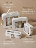 Small Cosmetic Bag for Purse Mini Makeup Bag for School Cute Clear Make Up Pouch for Travel Tiny Leather White Make Up Organizer Case for Backpack Toiletry Bag Waterproof Square Pouch with Zipper