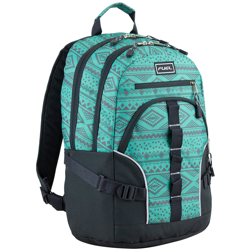 FUEL Hiking Laptop Backpack, College Bookbag, Travel Daypack with 5 Compartments, Dynamo Tech Pocket, 18.5 Inches, Festive Aztec