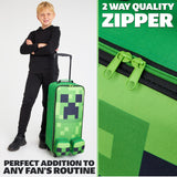 Minecraft Kids Foldable Trolley Bag 25”, 17L Luggage with Wheels, Creeper - Gamer Travel Essentials, Gifts for Kids