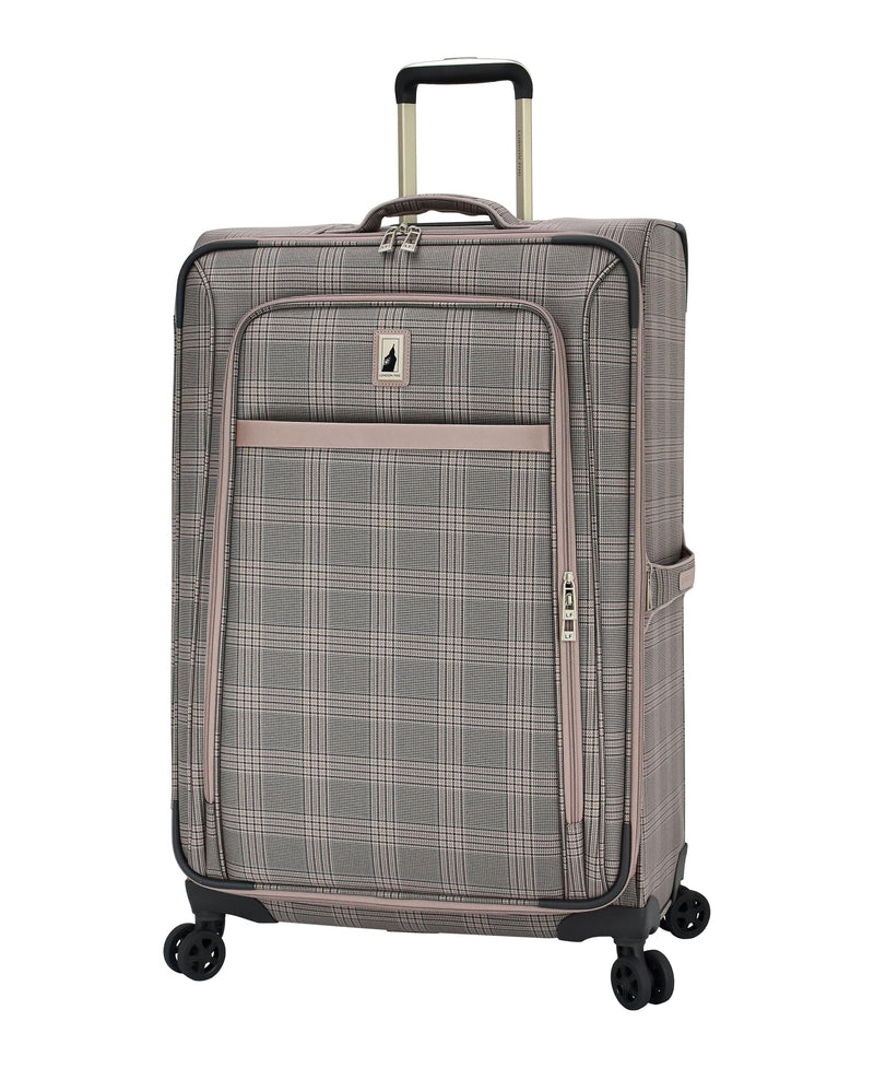 London Fog Brentwood IV 29" Expandable Spinner Softside Suitcase, Rose Charcoal