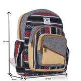 Marubhumi Hemp Backpack Lightweight Traveling Backpacks Cotton Stripe Daypack Handmade Himalayan Bohemain Backpack (Medium 13"X10"X4")
