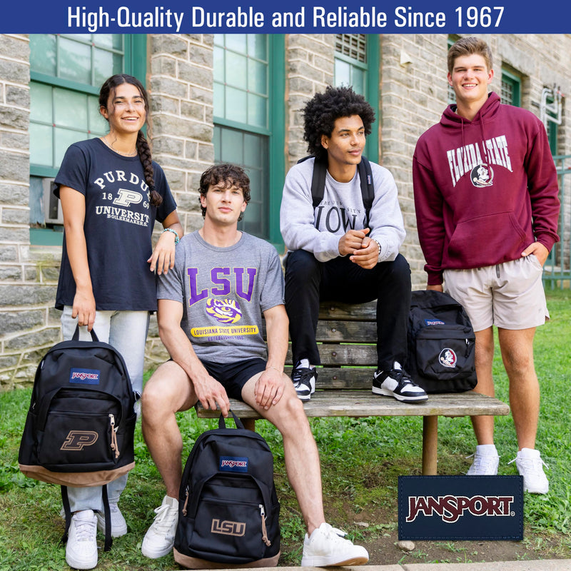 JanSport NCAA Officially Licensed Backpack, Lsu Tigers, Big Student with Padded 15-Inch Laptop Sleeve, 2 Compartment Computer Bag with Bottle Pocket & Haul Handle, Book Rucksack, Black