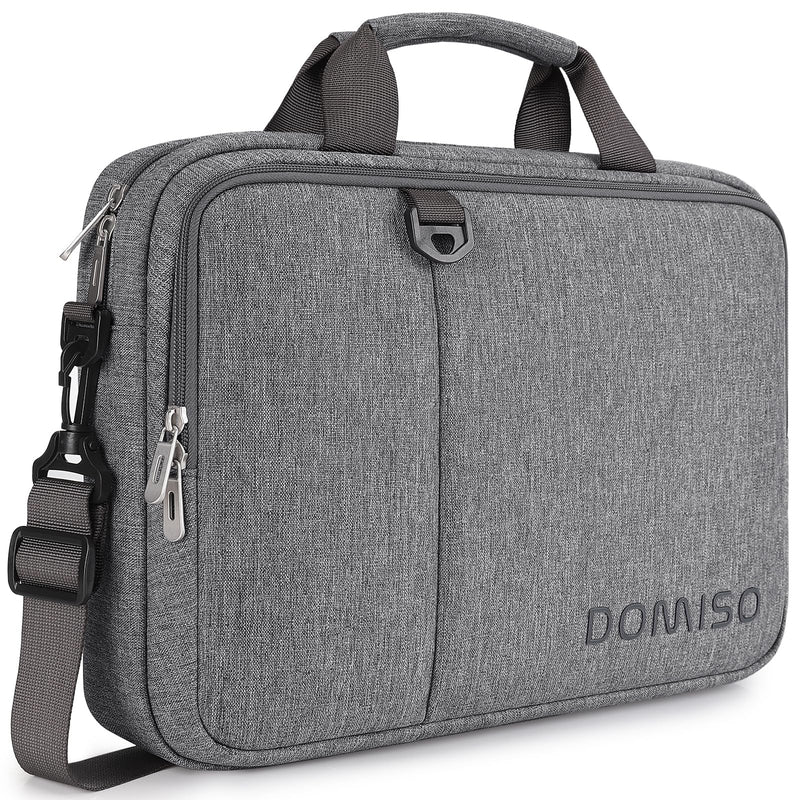 DOMISO 15.6 inch Laptop Bag Business Briefcase Water-resistant Notebook Messenger Shoulder Bag for 15.6" ASUS ZenBook Chromebook 15/Lenovo Ideapad ThinkPad/HP Pavilion 15 Envy 15,Grey
