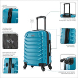 InUSA ENDURANCE Luggage with Spinner Wheels | Durable Lightweight Hardshell Suitcase, Spacious Travel Bag with Handle and Trolley | 20-Inch Carry On Small Luggage | Teal
