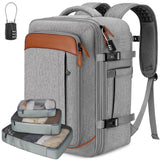 Vancropak Carry on Backpack, Flight Approved 18x14x8 Travel Backpack with 3 Packing Cubes, Expandable Large 40L Travel Bag fits 17.3" Laptop, Anti Theft Luggage Suitcase Weekend for Women Men, Grey