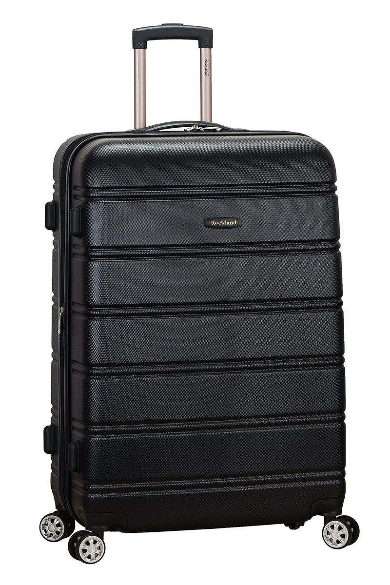 Rockland Melbourne Hardside Expandable Spinner Wheel Luggage, Black, Checked Large 28"