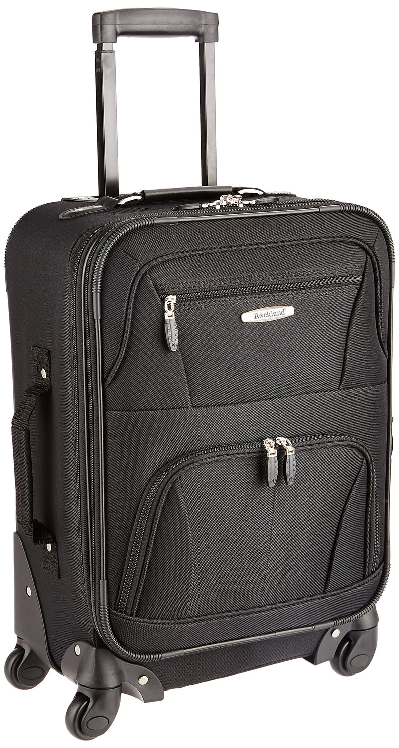 Rockland Expandable Spinner Carry On, Black, 19-Inch