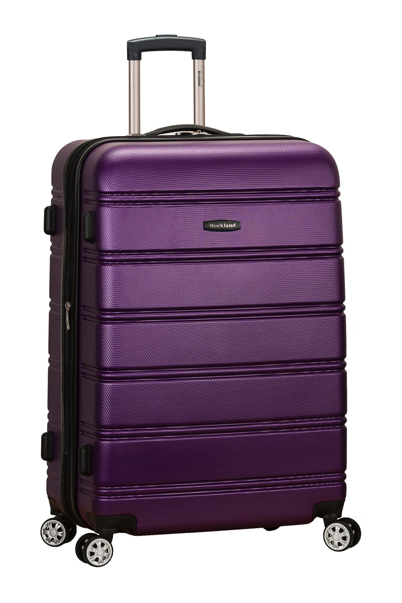 Rockland Melbourne Hardside Expandable Spinner Wheel Luggage, Purple, Checked-Large 28-Inch
